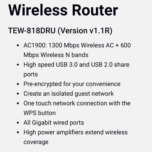 TRENDnetAC1900 Dual Band Wireless Router - Picture 4 of 4